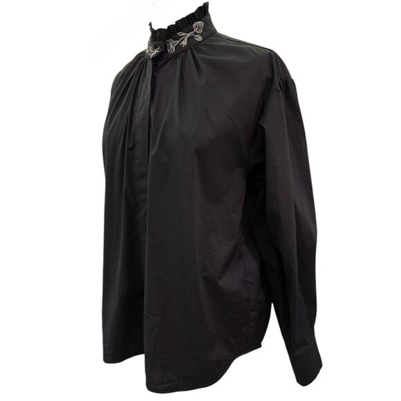 Vivetta Black Tunic Top Italy Sz 40 Oversized Romantic Embroidery Made in Italy - Picture 6 of 14